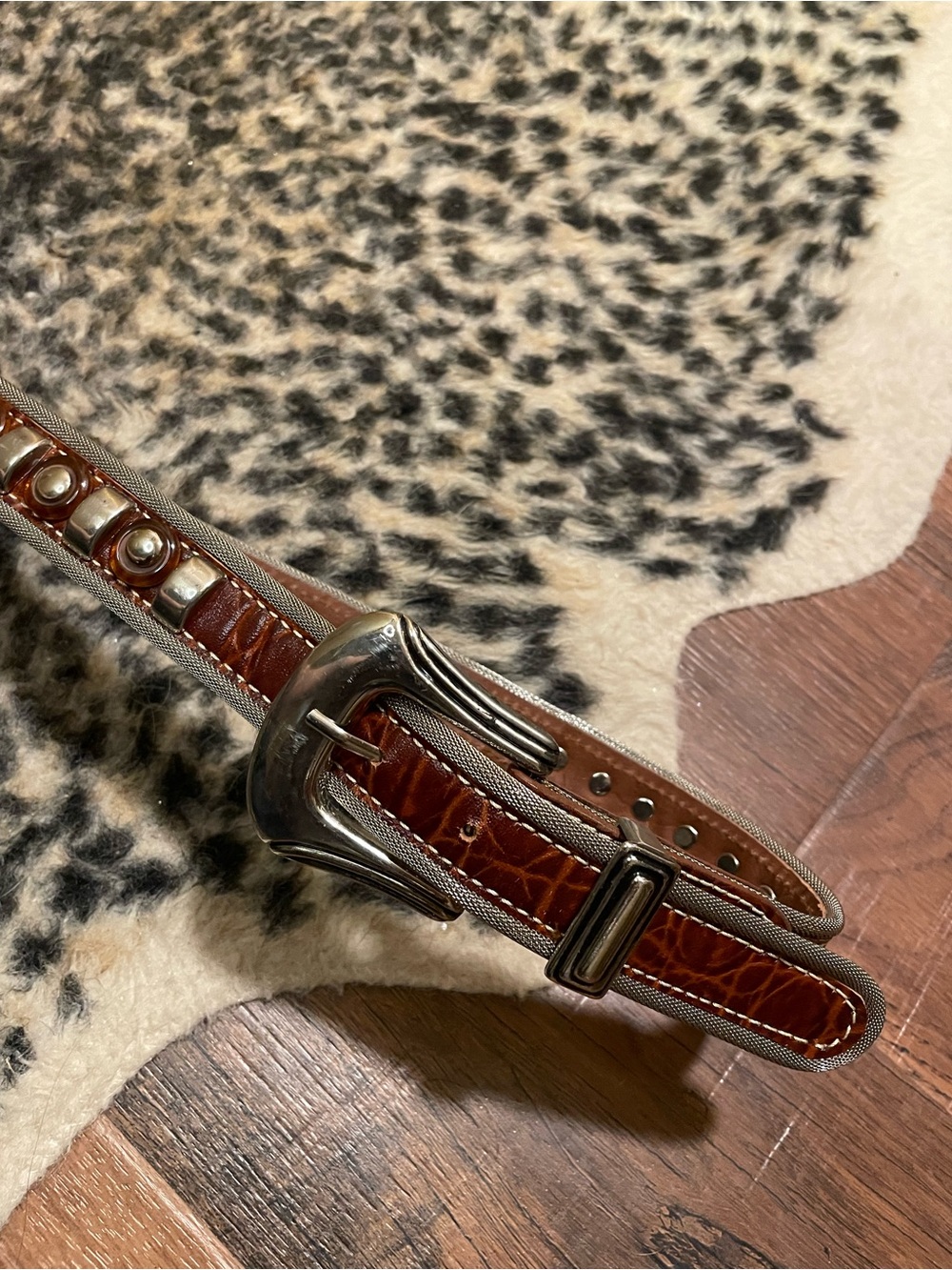 Vintage Metal and Genuine Leather Belt